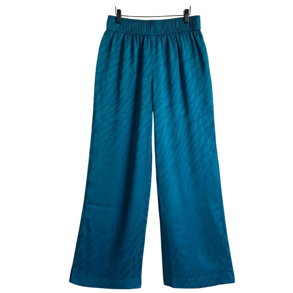 NWT Michael Michael Kors Womens Teal Wide-Leg Silky Pants Size M